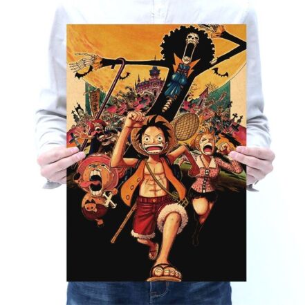 One Piece Characters Running Kraft Paper Poster Official One Piece