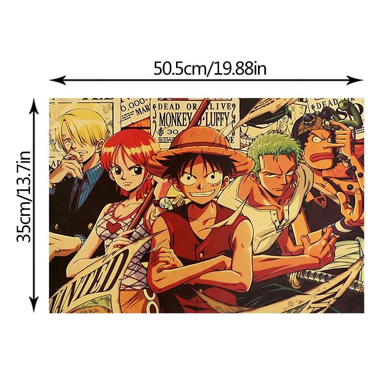 Luffy Sanji Nami Robin Collection Kraft Wanned Poster One Piece