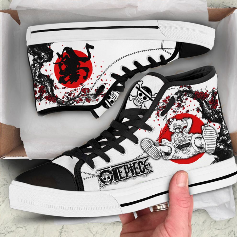 Luffy Awakening Gear One Piece High Top Converse Shoes Custom Shoes