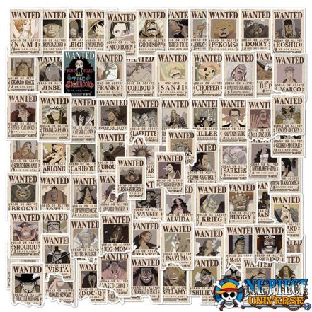 One Piece Wanted Poster Stickers 40 80PCS One Piece Universe Store