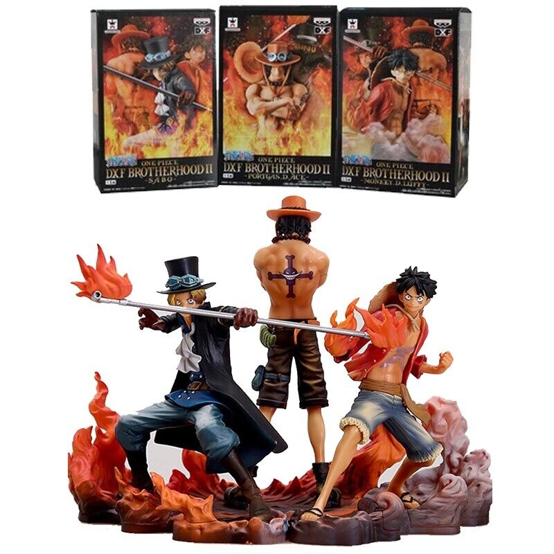 Action Figure Kit 3pçs One Piece Três Irmãos Luffy Ace e Sabo 14