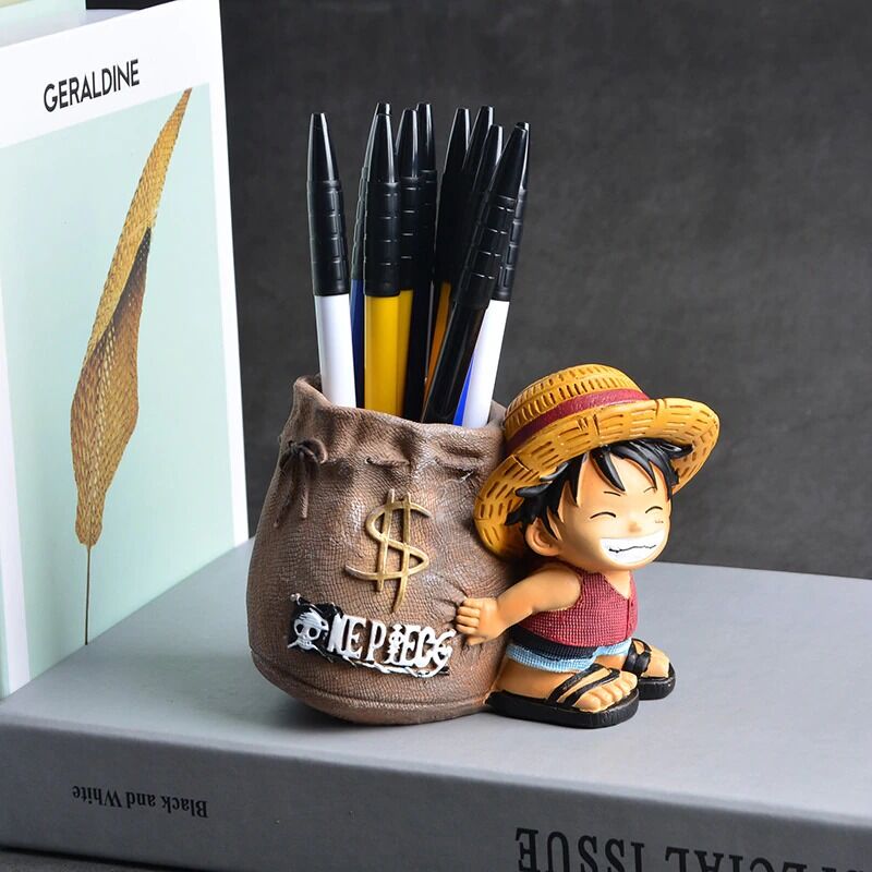 Anime One Piece Luffy Resin Office Pen Holders Collectible Monkey D Luffy