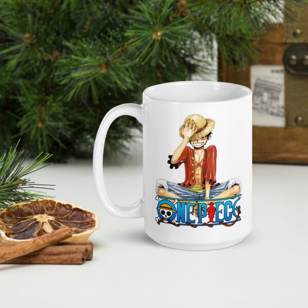 Luffy One Piece Funy Anime White glossy mug