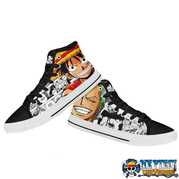 Luffy And Zoro High Top Converse Shoes