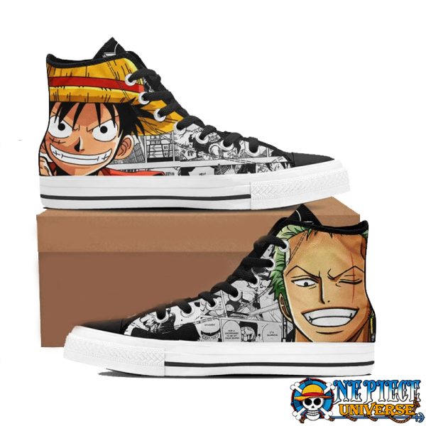 Luffy And Zoro High Top Converse Shoes