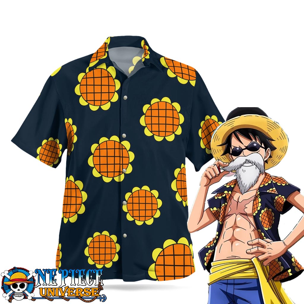 Luffy Dressrosa Shirt Sunflower - One Piece Hawaiian Shirt