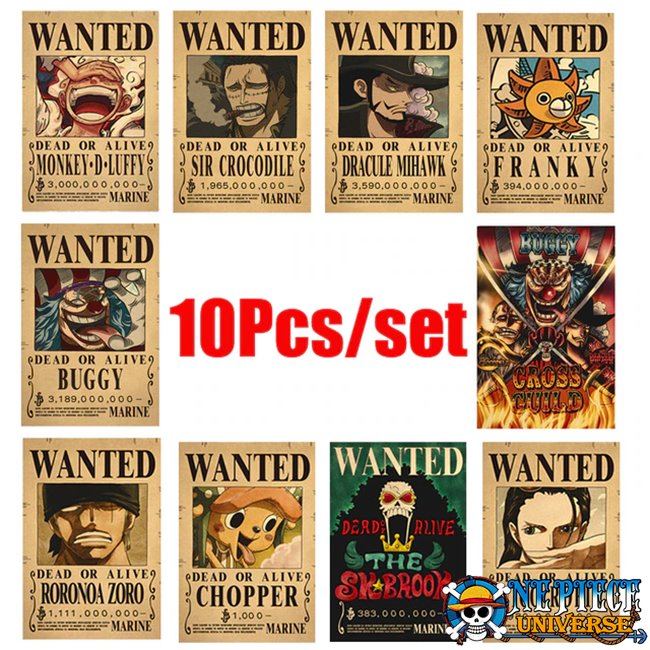 Luffy Gear 5 Wanted Poster And Other Characters 10PCS/Set