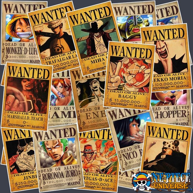 One Piece Wanted Stickers 25PCS - Official One Piece Merch