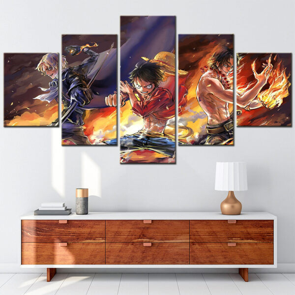 Luffy ACE Sabo Wall Art Canvas 5 panel