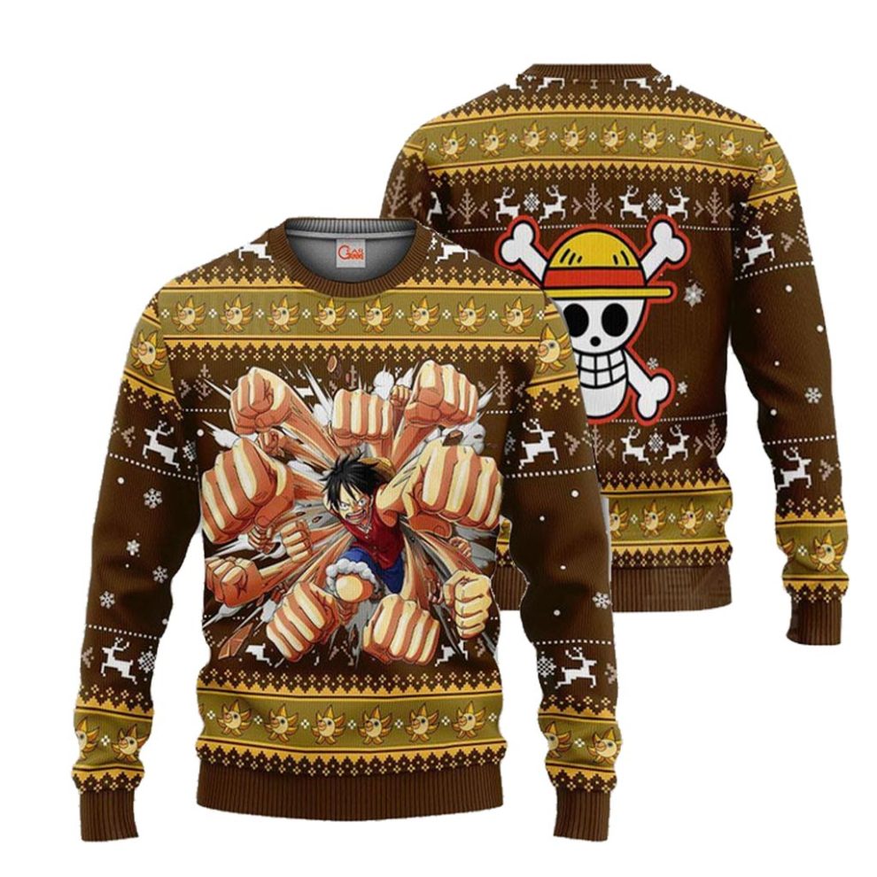 One Piece Luffy Gomu Gomu Ugly Sweater Xmas Christmas Gift - One Piece ...