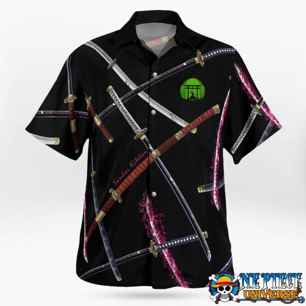 4 Sword Style Zoro Hawaiian Shirt Black