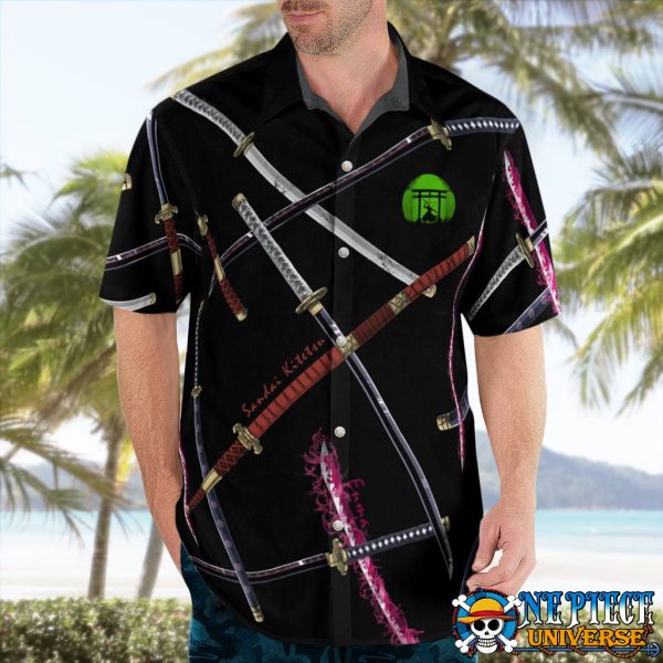 4 Sword Style Zoro Hawaiian Shirt Black