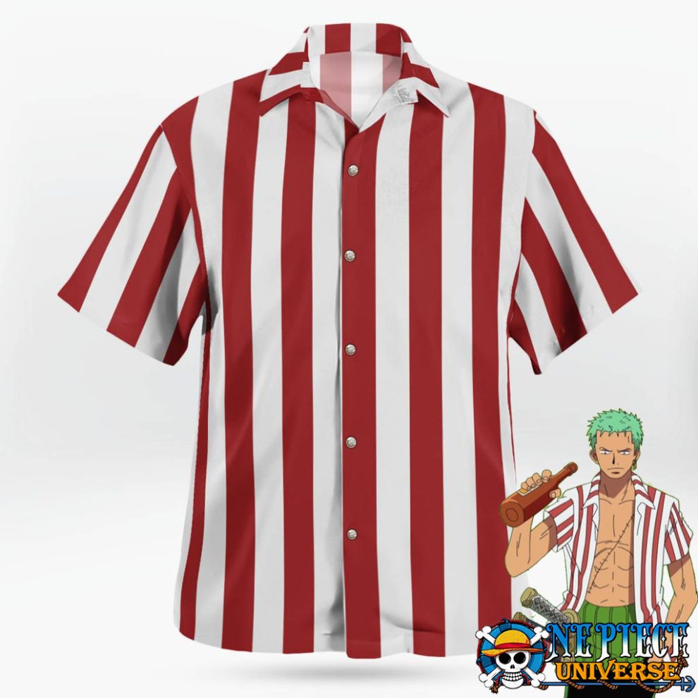 Roronoa Zoro Pre Timeskip Hawaiian Shirt Red Stripes | One Piece ...