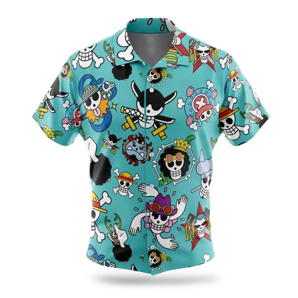 One Piece Jolly Rogers Button Up Hawaiian Shirt