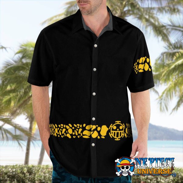 Black One Piece Trafalgar Law Coat Hawaii Shirt Pattern