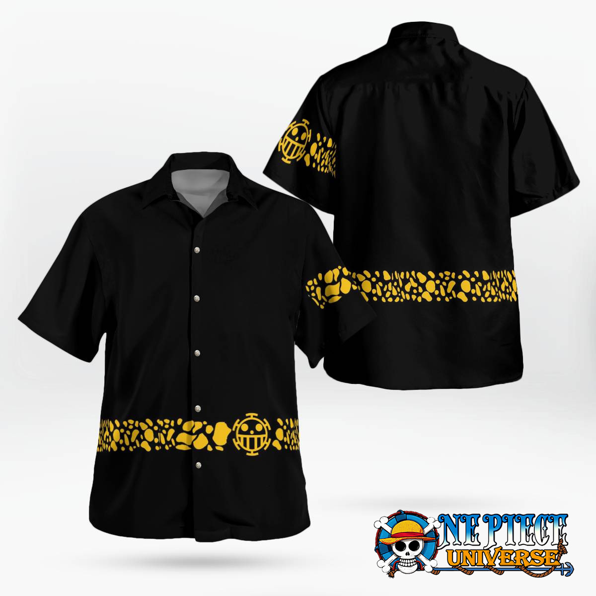 Black One Piece Trafalgar Law Coat Hawaii Shirt Pattern