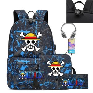 SET 3PCS One Piece Luffy Strawhat Backpack Anime