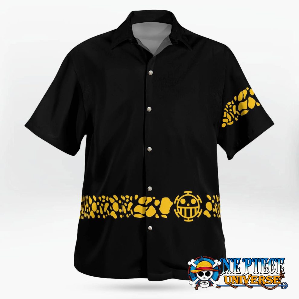 Black One Piece Trafalgar Law Coat Hawaii Shirt Pattern For Sale | One ...