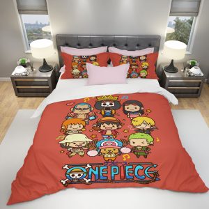 Chihi Straw Hat Pirates Member Bed Set a bed with cartoon characters on it