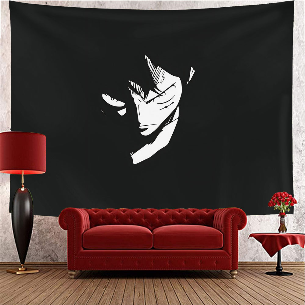 Angry Luffy Black and White Tapestry Wall Decor