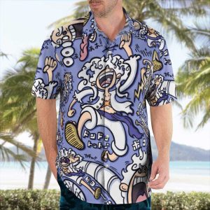 One Piece Luffy Gear 5 Funny Button Up Hawaiian Shirts (1)