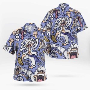 One Piece Luffy Gear 5 Funny Button Up Hawaiian Shirts (1)