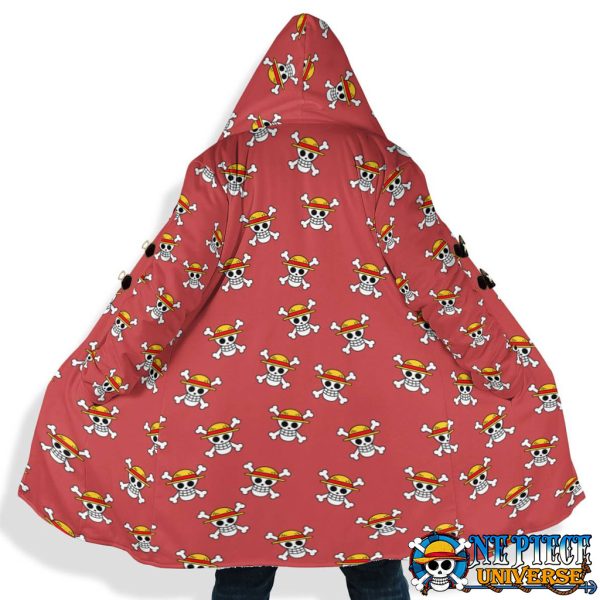 One Piece Straw Hat Logo Red Coat Fleece