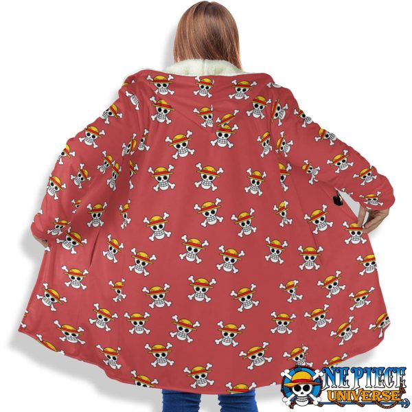 One Piece Straw Hat Logo Red Coat Fleece