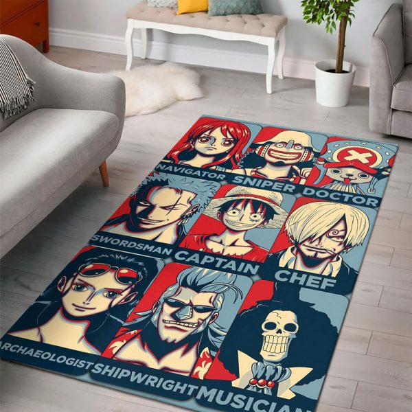 One Piece Vintage Main Straw Hat Member Rug