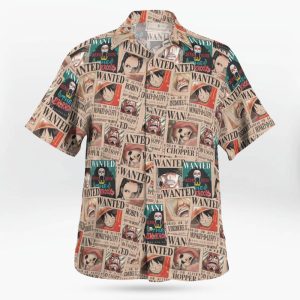 One Piece Vintage Wanted Poster Pattern Hawaiian Shirt