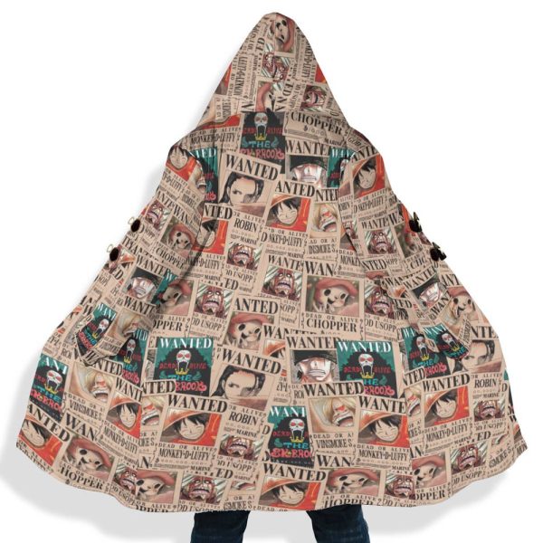 One Piece All Vintage Wanted Pattern Hooded Cloak Coat Jacket