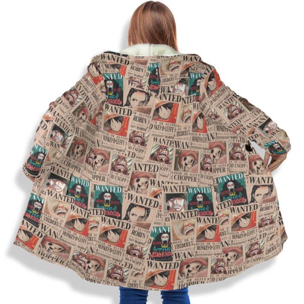 One Piece All Vintage Wanted Pattern Hooded Cloak Coat Jacket