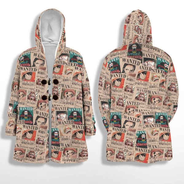 One Piece All Vintage Wanted Pattern Hooded Cloak Coat Jacket