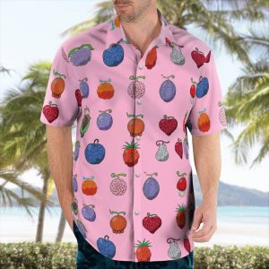 Pink One Piece Hawaii Shirt Devil Fruits Pattern