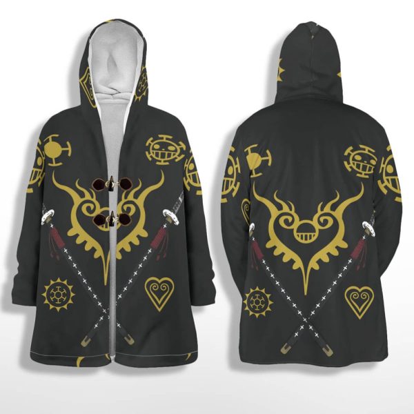 Trafalgar Law Tattoo Pattern Hooded Cloak