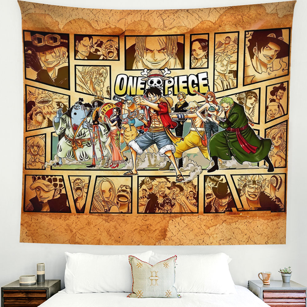 Vintage One Piece Straw Hat Team Tapestry