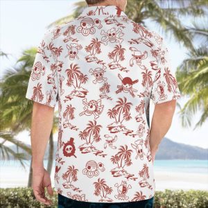 White One Piece Hawaiian Shirt Pattern Jolly Roger