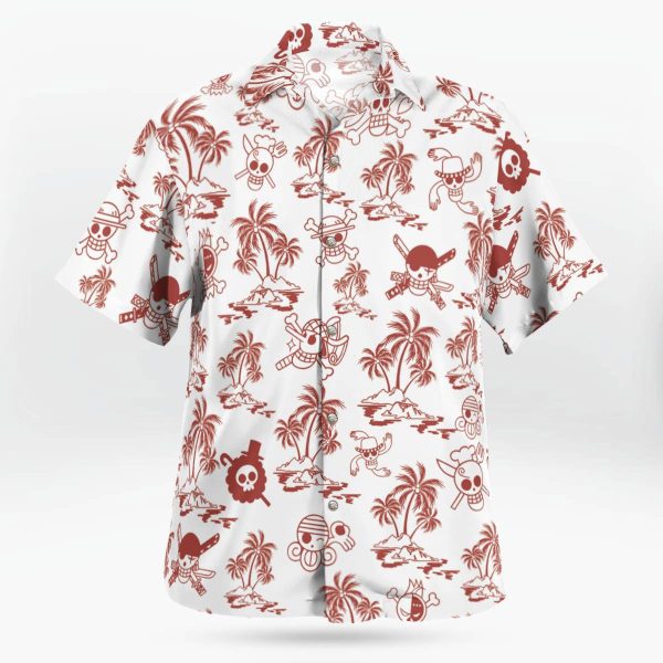 White One Piece Hawaiian Shirt Pattern Jolly Roger