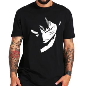 Angry Luffy Black and White T Shirt