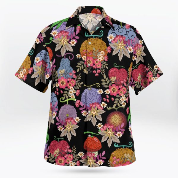 One Piece Floral and Devil Fruits Hawaiian Shirt