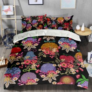 One Piece Anime Floral and Devil Fruit Bedding Sheet