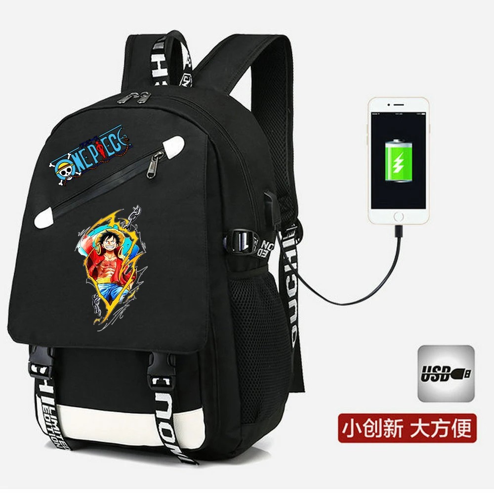 Anime One Piece Backpack UBS charging