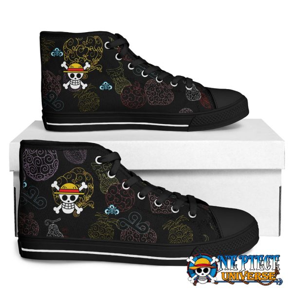 Devil Fruits Color Sketch Canvas Shoes Black