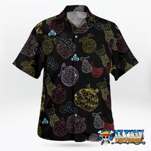 Devil Fruits Sketch Color Button Up Hawaiian Shirt