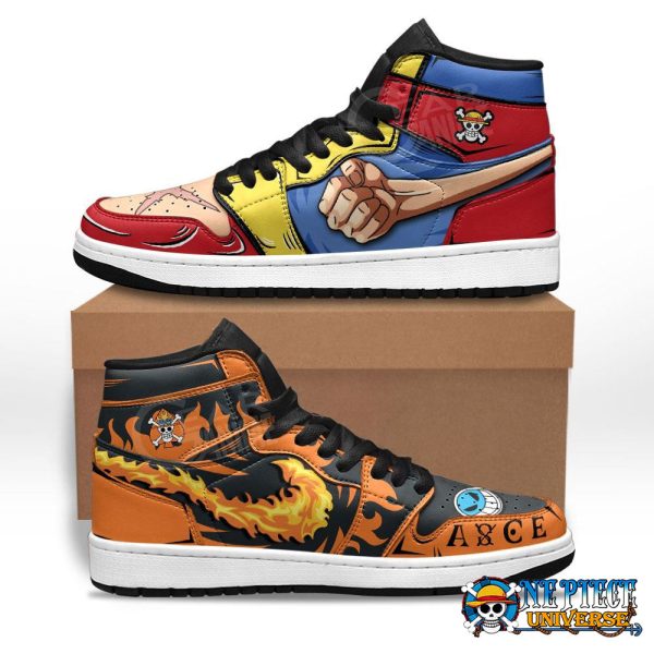 Luffy And Ace Anime Jordan High Top Custom Shoes