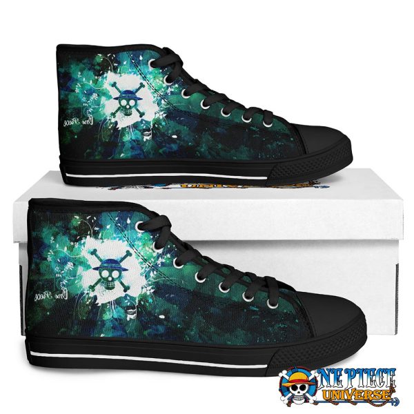 Luffy Jolly Roger Watercolor One Piece Canvas Shoes