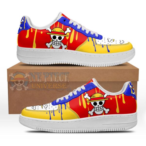 Straw Hat Pirates Luffy WaterColor Style Shoes Air Sneakers