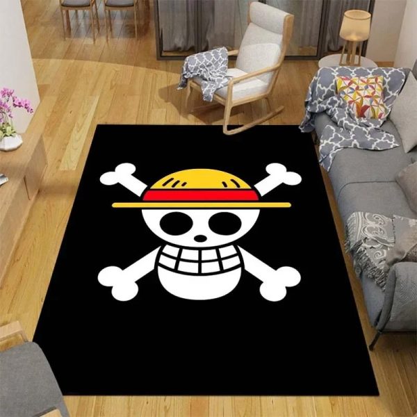 Straw Hat Pirats Symbol Living Room Rugs Black