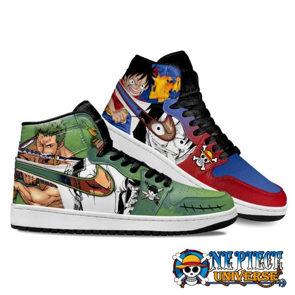 Zoro and Luffy Anime Mixed Manga Style Joran Shoes