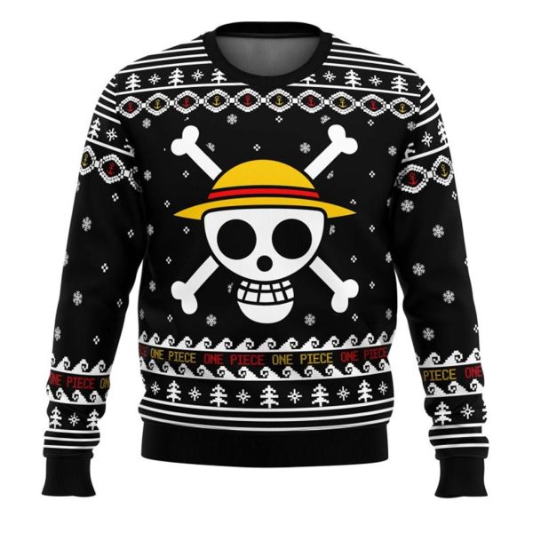 Straw Hat Jolly Roger Ugly Christmas Sweater